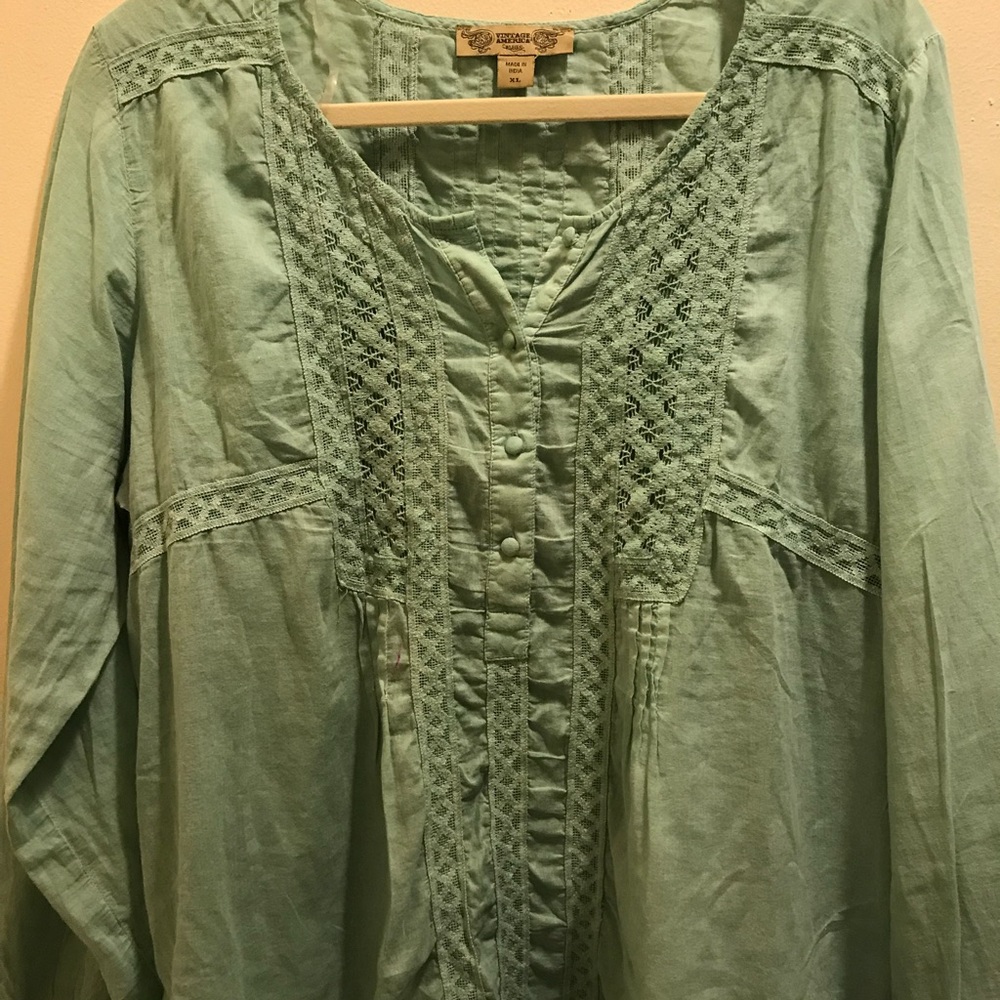 Teal long-sleeve blouse!